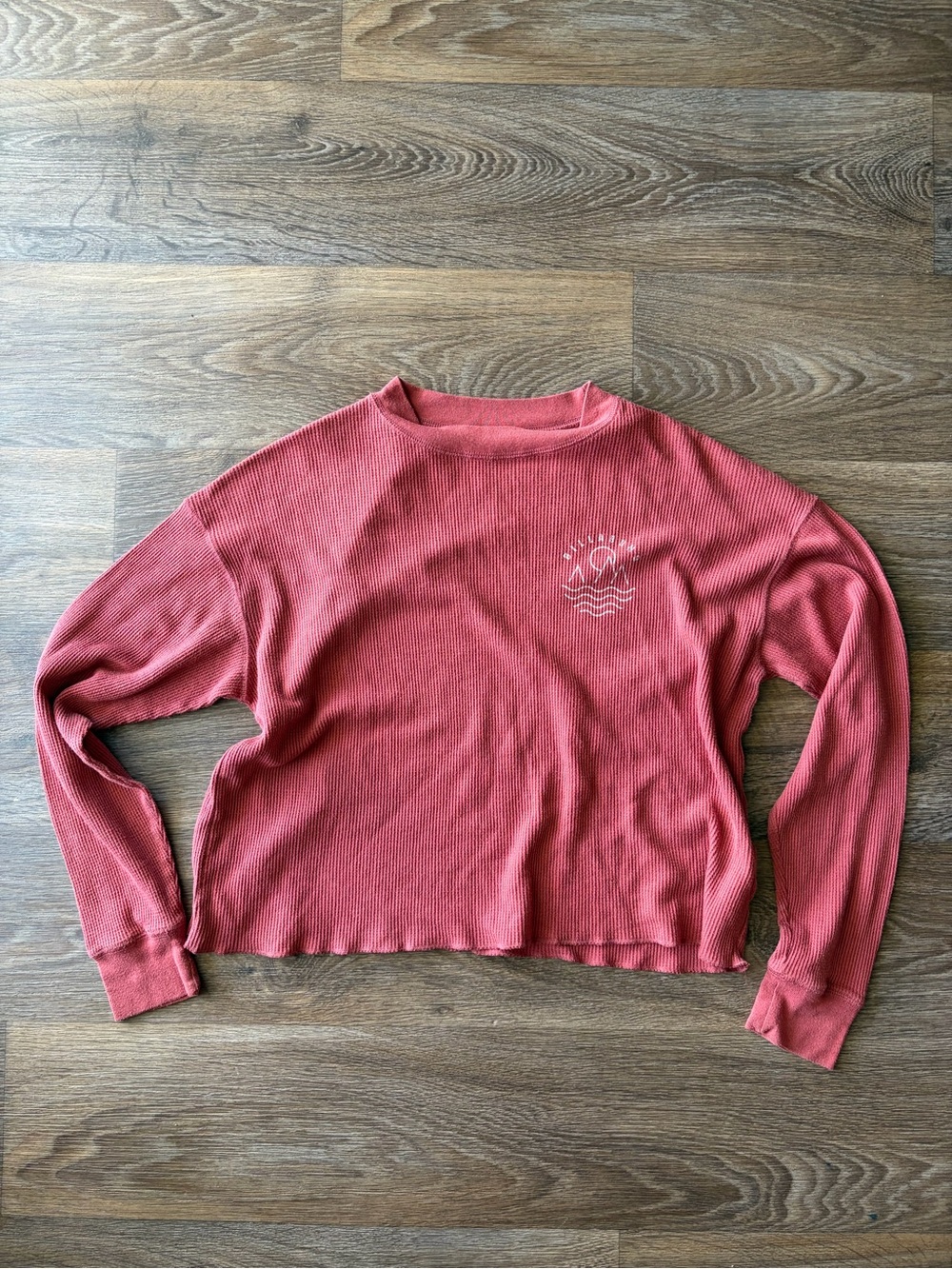 Billabong Surf Girl Waffle Knit Crop Thermal Beach Coastal Grunge M - Picture 2 of 4